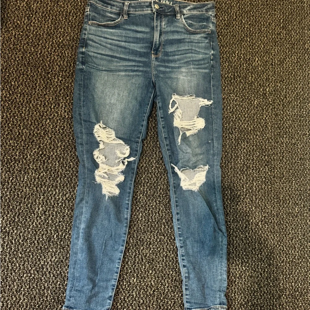 Distressed America Eagle Blue Jeans - Picture 1 of 4